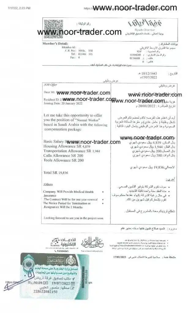 Sample required documents for Saudi Cultural Attache Pakistan