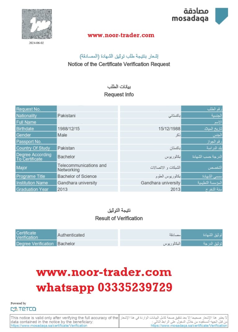 mosadaqa verification report